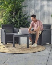 Keter Rattan Garden Furniture Set Bistro Chairs Table Patio Balcony Set Outdoor