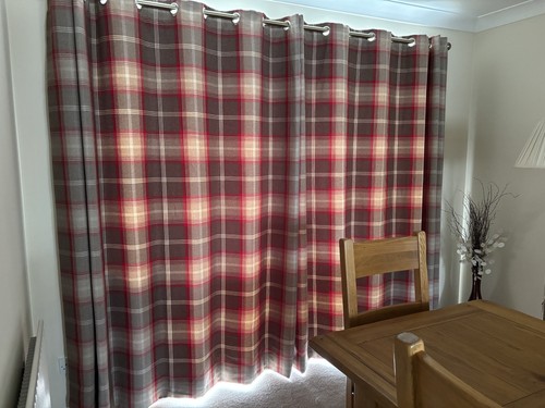 Dunelm red check - check, eyelet