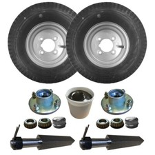 Trailer Axle Set 2 x Hubs 2 x Stub Axles 2 x 8" Wheels 4ply C/W Bearing Grease