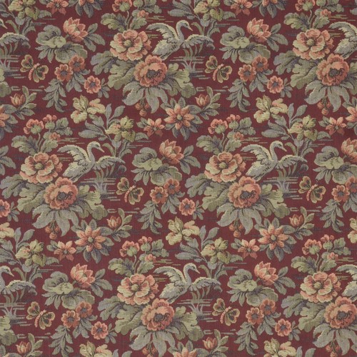 Heritage swan burgundy fabric - swan,