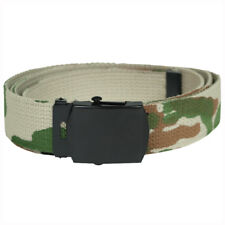 ARMY STYLE COMBAT PATROL MENS CADET WEBBING BELT COTTON CANVAS US WOODLAND CAMO