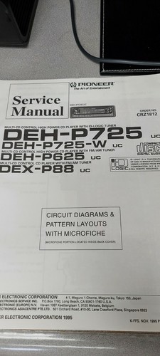 Pioneer deh p725 p625 - pioneer, deh-p725