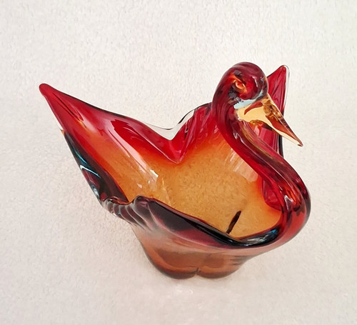 Vintage murano glass swan - glass,