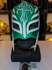WWE Rey Mysterio Green & White Pro-grade Adult Wrestling Mask - Lucha Lads
