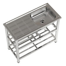 Commercial Catering Kitchen Sinks Stainless Steel Single Bowls Worktop & 2 Shelf