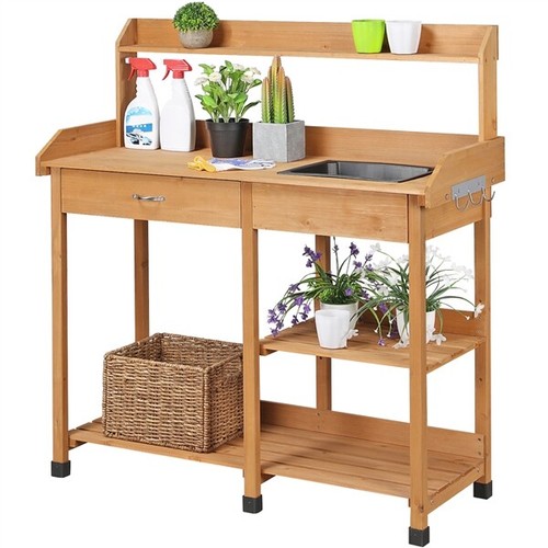 Garden wooden potting bench - garden,