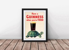 Guinness Advert Turtle Framed Print Wall Art Picture A1 A2 A3 Size