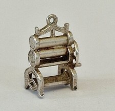 Vintage Washing Pendant Silver Old Mangle Charm For Necklace or Bracelet Gift
