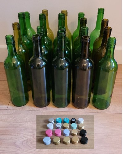 20x empty green wine bottles - green,
