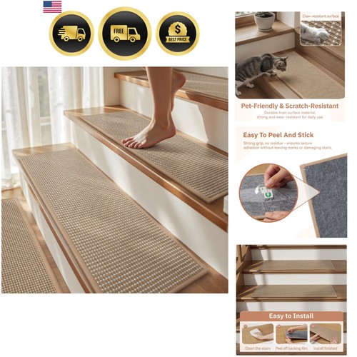 15pc jute stair treads for - 15pc,