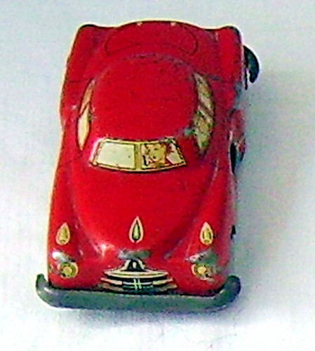 Vintage tinplate clockwork red - tinplate,