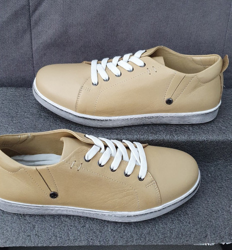 Adesso leather trainers - leather, claire