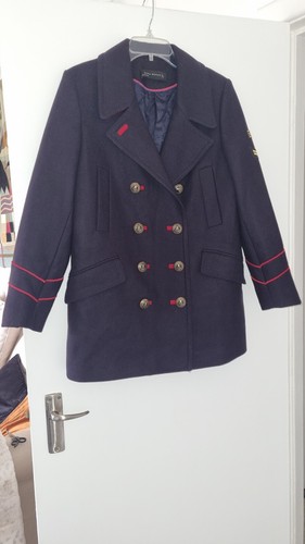 Zara coat red accents military - zara,
