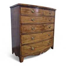 Large Victorian mahogany drawers - large antique inlaid bow front chest