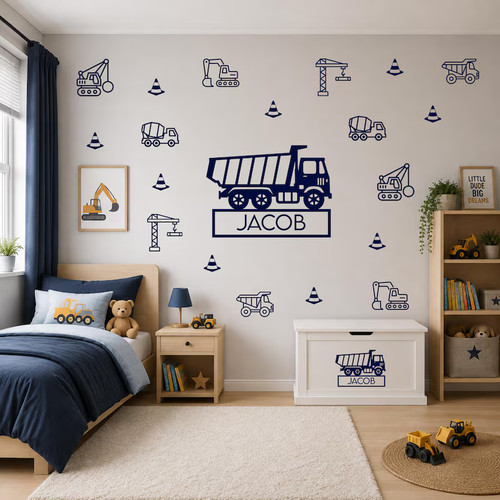 Construction wall decals kids - construction,