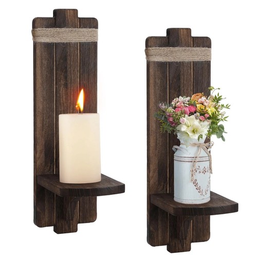Vintage wooden wall candle - wooden,
