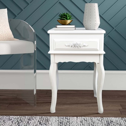 Antique white nightstand - white, wood