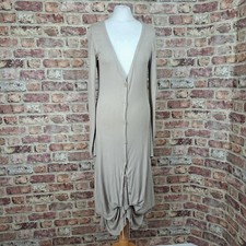 Myrine & Me Dress Small Nude Beige Jersey Long Sleeve Mid Ruched Drape Lagenlook