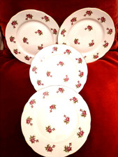 4 X Vintage  Ditsy Pink Rose Bud Side Plates  Bone China MZ CZECHOSLOVAKIA