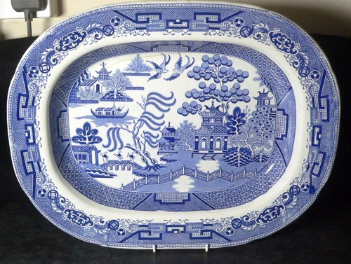 Antique willow pattern platter - antique,