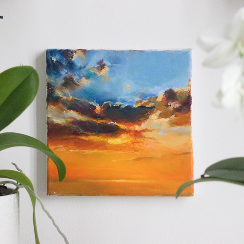 Sunset painting original - painting, oil