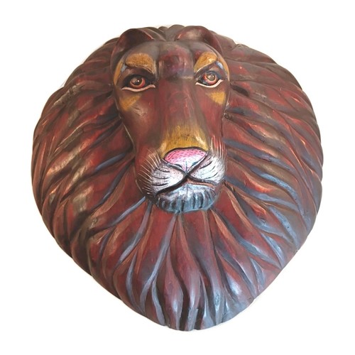 Large wooden carved - wooden, lion