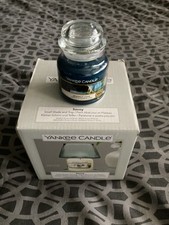 Yankee Candle Small Savoy Shade and Tray Ombre Glass Blue & Moonlit Cove Candle