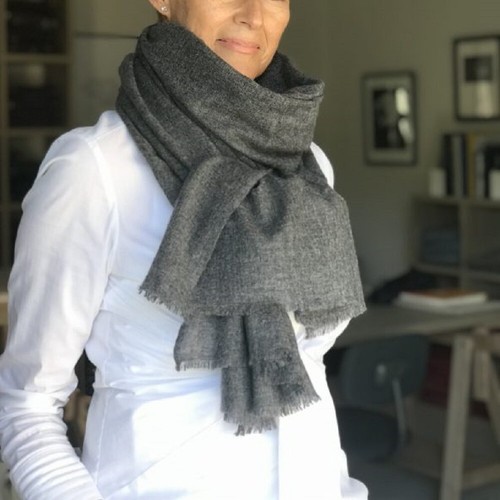 Cashmere charcoal grey scarf - cashmere,