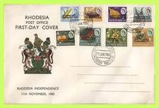 Rhodesia 1965 Independence definitive overprints to 1/- on First Day Cover