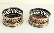 2 Silver Plated Bottle Coasters / Bottle Holders. Wine Bottle Coaster
