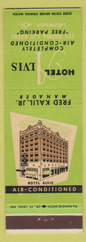 Matchbook cover hotel - cover, alvis