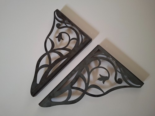 Pair ornate 200mm shelf - of,
