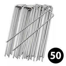 Heavy Duty Galvanised Steel U shaped 50 Pcs Weed Mat Pins Garden Securing Pegs