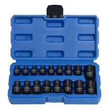 17Pcs 1/2" & 3/8" Drive Impact E-Torx Socket E5 to E24 E Torx Female Torx Socket