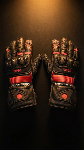 Motorbike leather gloves - leather, red