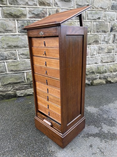 Antique oak tambour - oak, filing