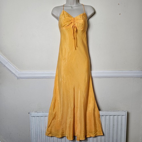 Zara yellow satin cross back - yellow,