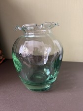 Vintage Clear Glass Vase Green