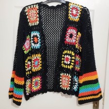 Handmade Crochet Cardigan, Granny Square, Vintage/Retro Hippie Boho Bohemian Top