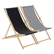 2x Folding Wooden Deck Chairs