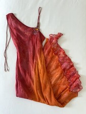 Rene Derhy Ombré Pink Orange Paisley Jewelled Dress S