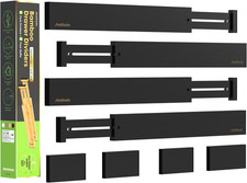 Bamboo Drawer Dividers 8PCS Adjustable 43-56cm Spring Loaded Organizers Black