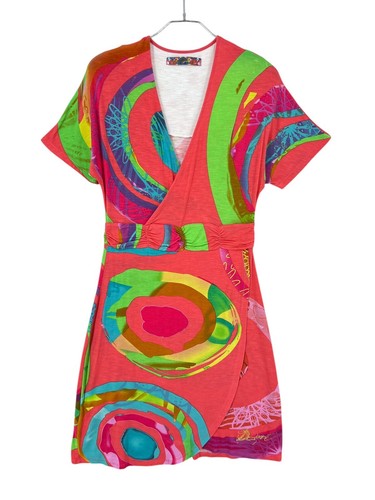 Desigual neck floral short - desigual, v-neck