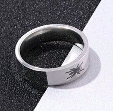 Spiderman Ring Silver Stainless Steel 6mm Size V1/2 Gothic Fashion Jewellery NEW