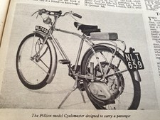 CYCLEMASTER PILLION CYCLEMOTOR AUTOCYCLE PERIOD  1953 MOTORCYCLE ARTICLE.