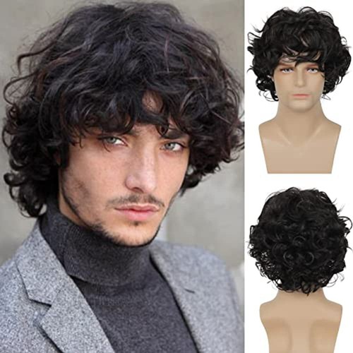 Short men wig curly - short, wave