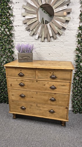 Antique pine chest drawers - pine,