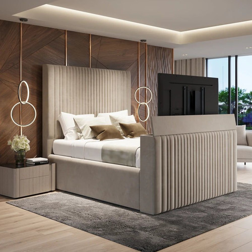 Sally lined bed frame - tv,