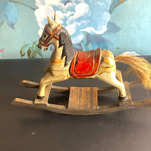 Antique rocking horse wooden - antique,