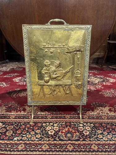 Antique brass fire guard - antique,
